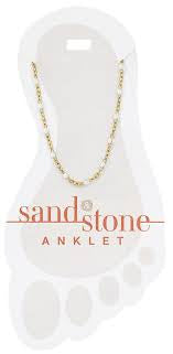 Gold Petite White Beaded Chain Sand & Stone Anklet