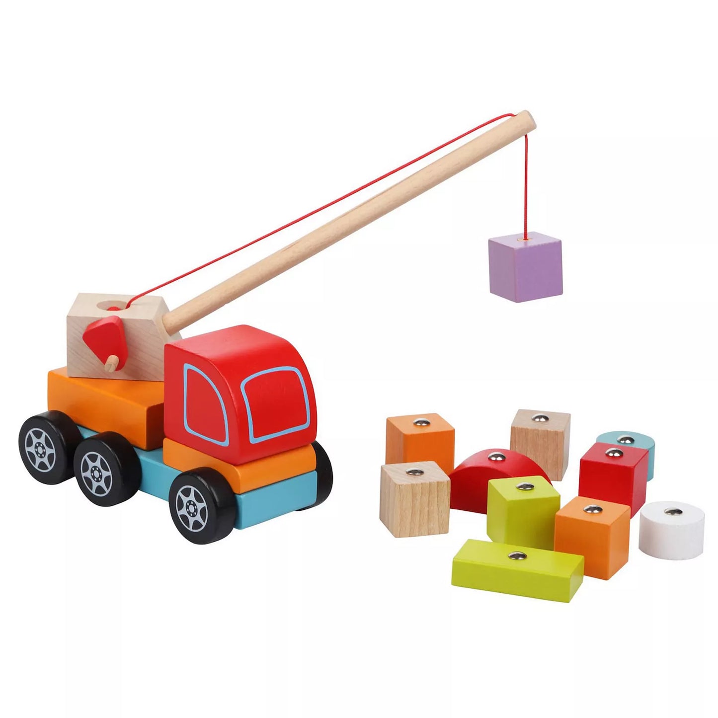 Cubika + Wooden Crane Truck Toy