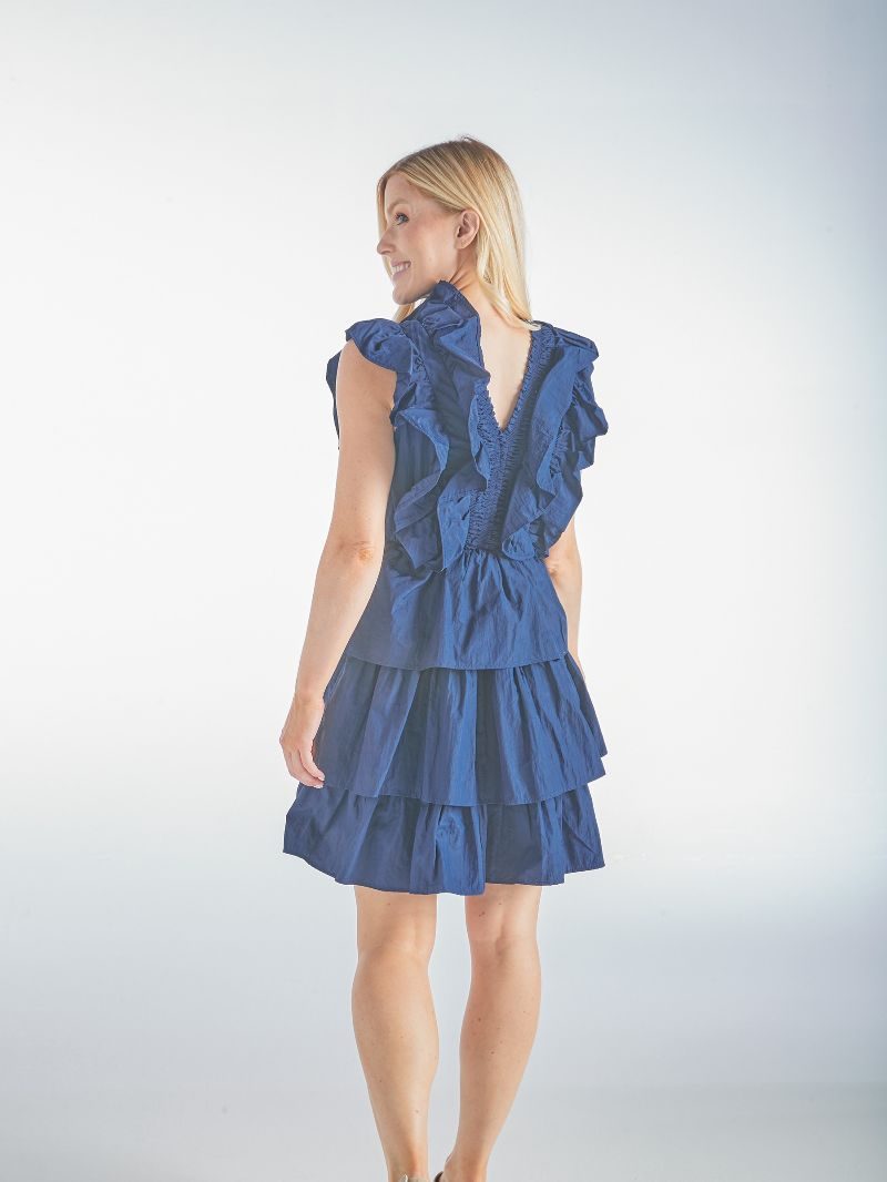 Cobalt Layered Ruffles Dress