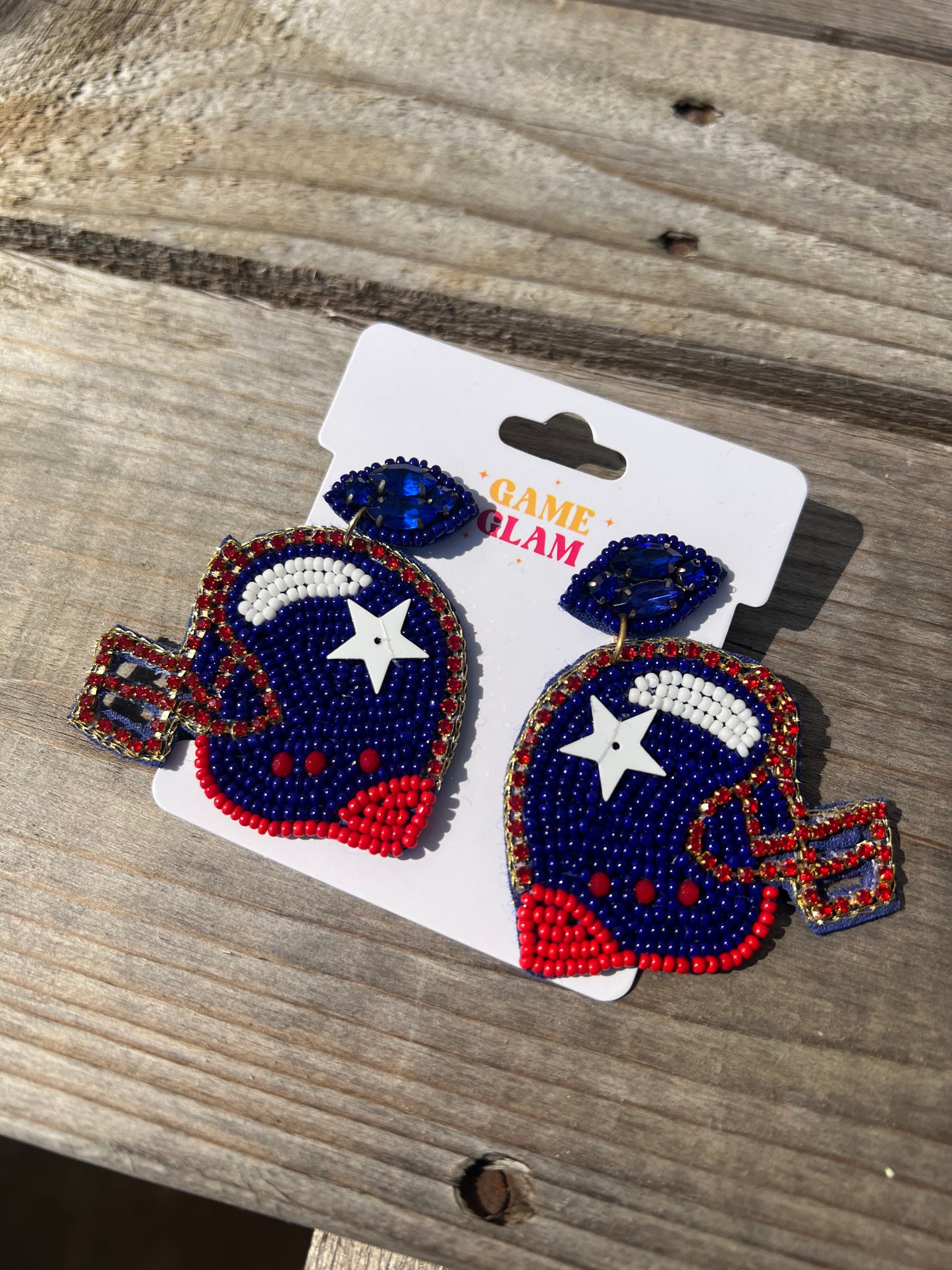 Helmet Blue & Red Earrings