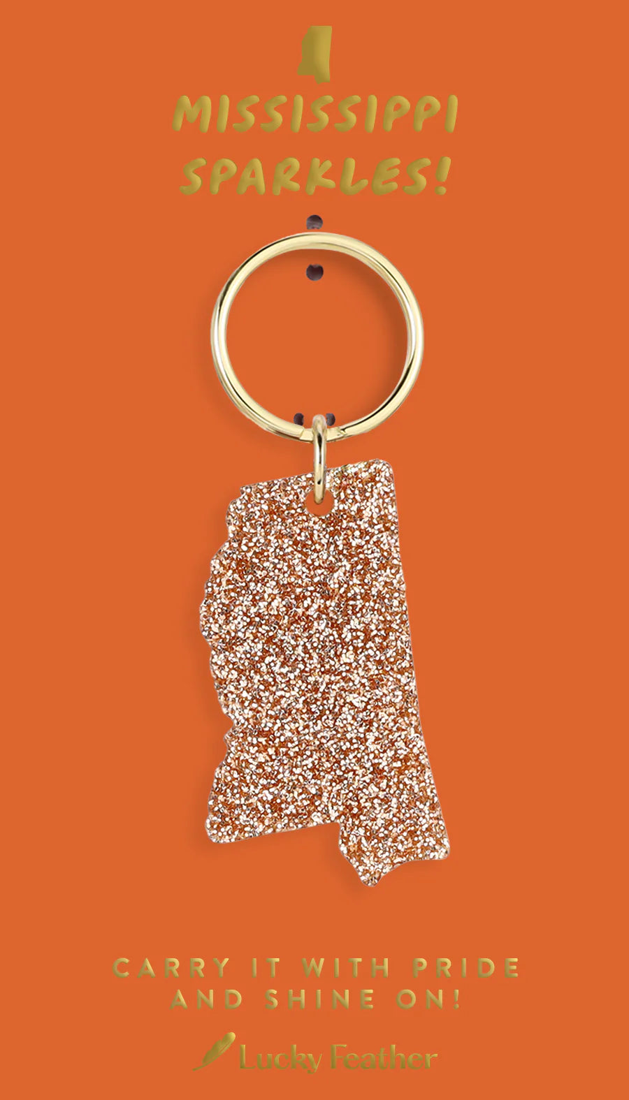 Mississippi Gold Glitter Keychain