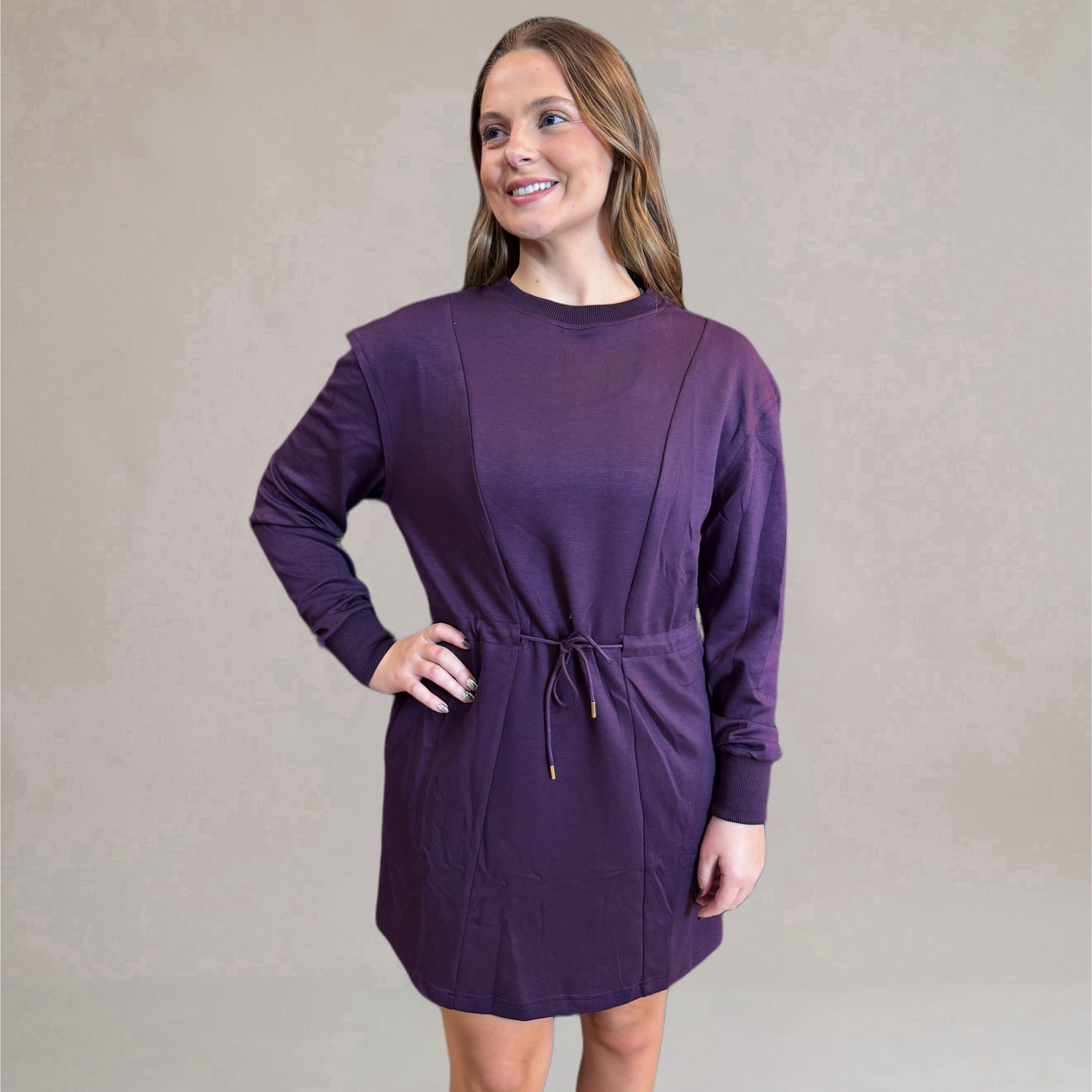 Plum Butterfly Soft Knit Mini Dress