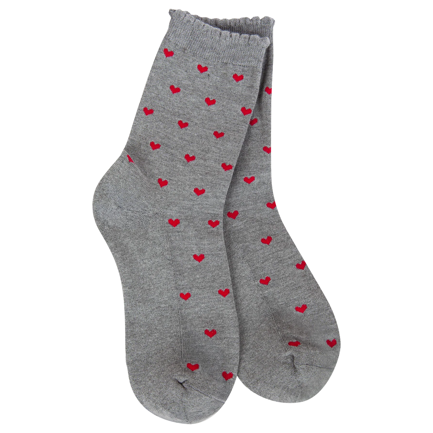 Grey & Red Heart Socks