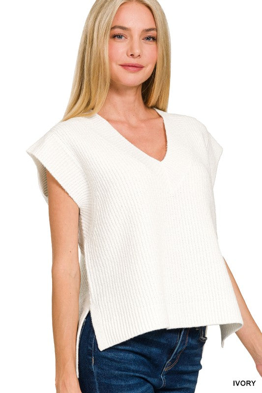 White Oversized Sweater Vest