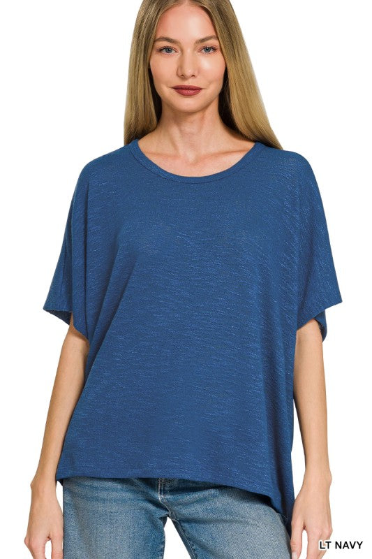 Oversized Slub Hacci Top - Light Navy