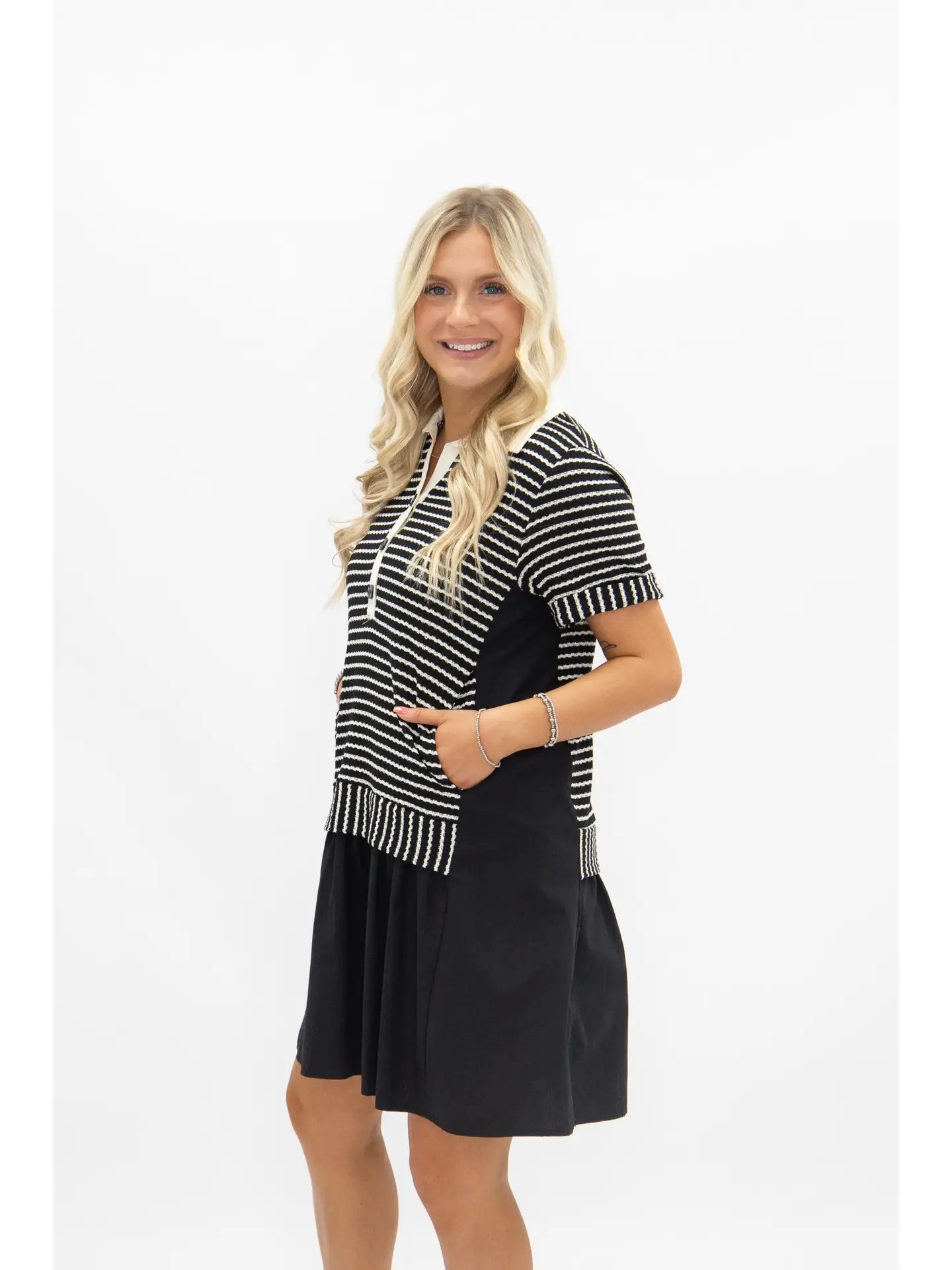 Black Striped Knit Dress