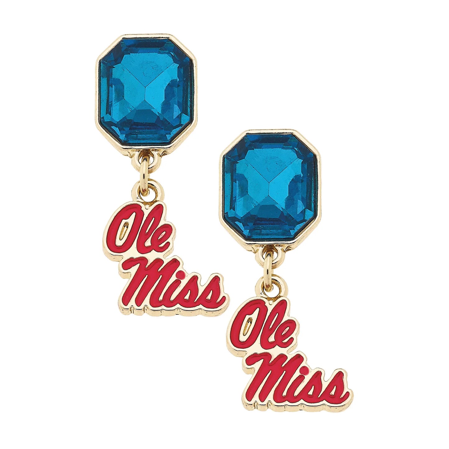 Ole Miss Rebels Rhinestone Enamel Logo Earrings