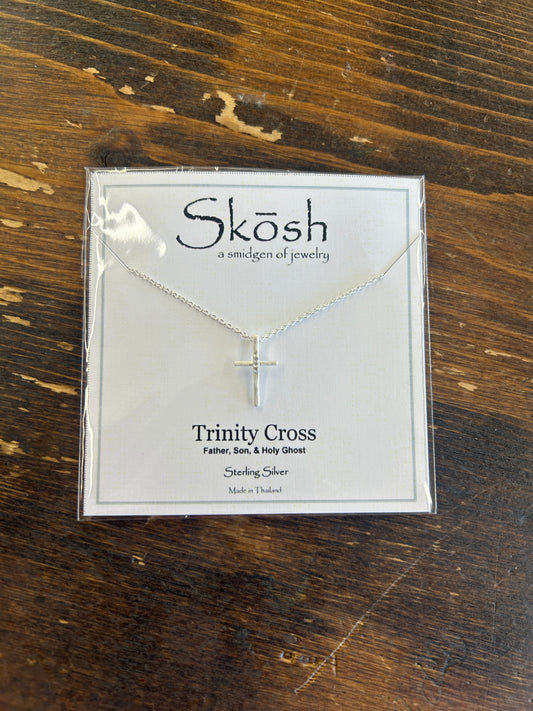 Matte Trinity Cross w/ Diamond Necklace