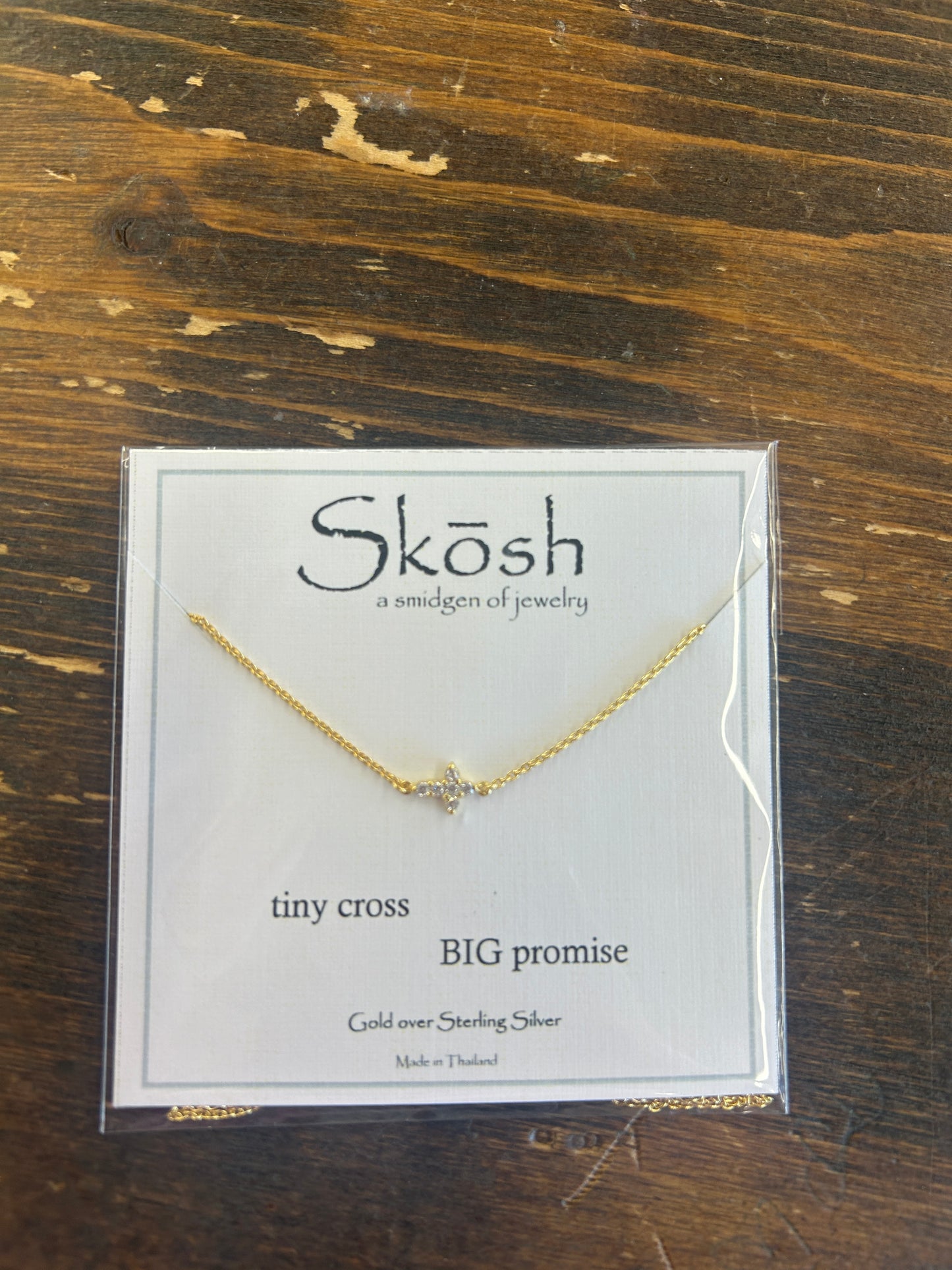 Sideways Diamond Tiny Cross Necklace