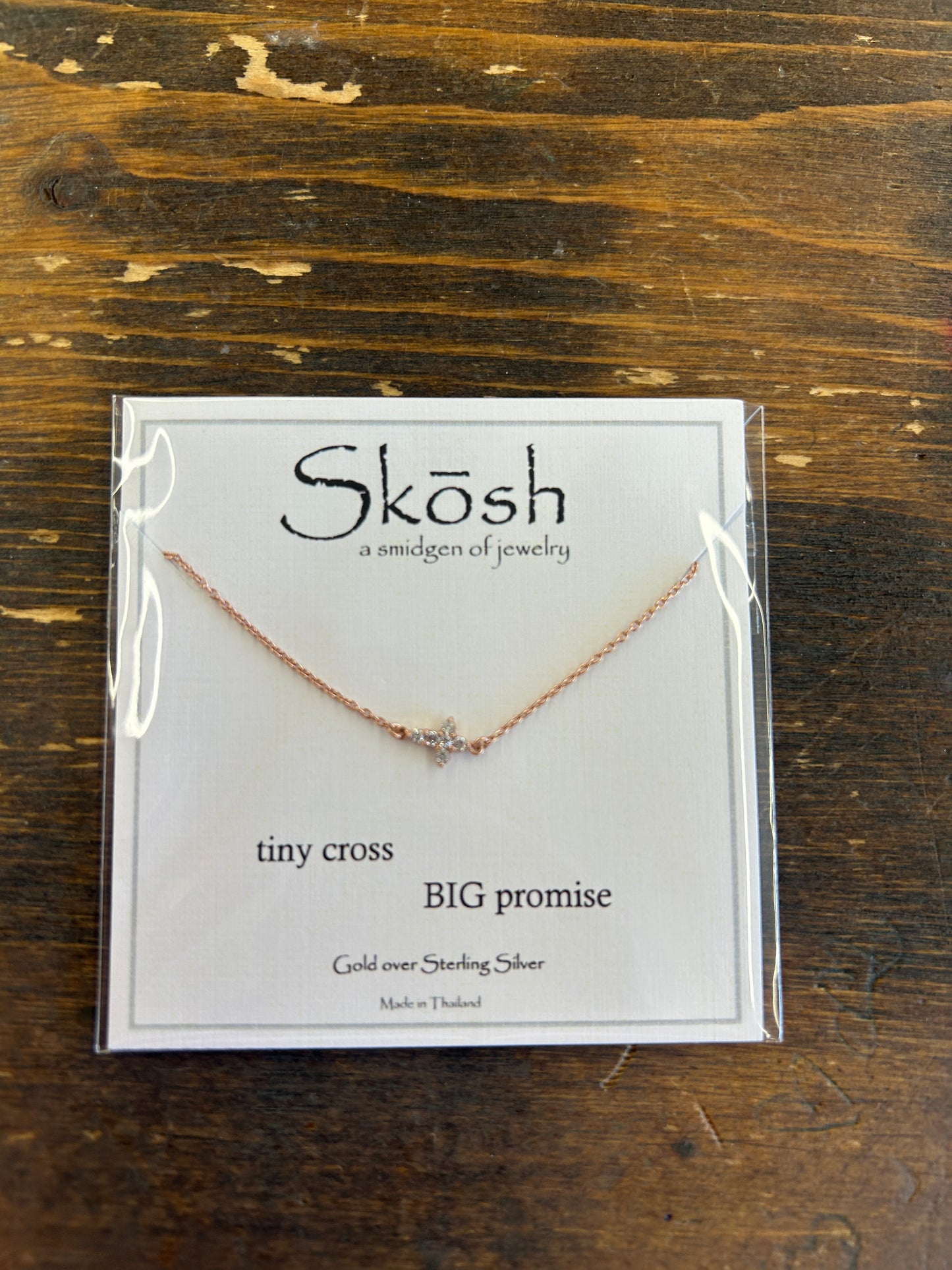 Sideways Diamond Tiny Cross Necklace