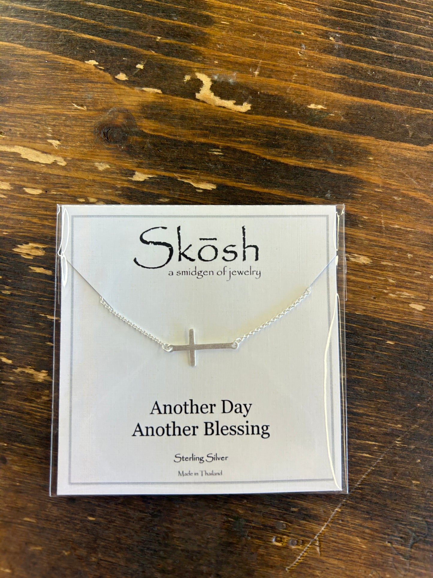Sideways Matte Cross Necklace