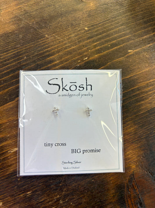 Tiny Diamond Cross Earrings