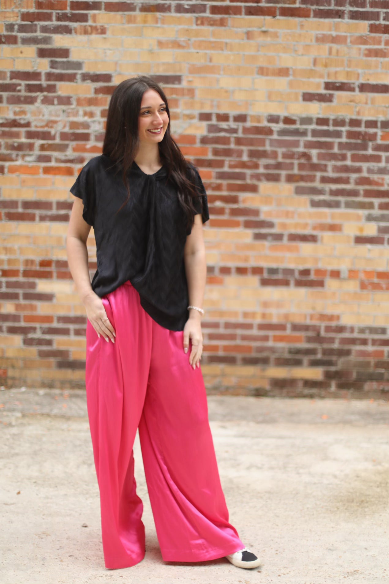Haute Pink Wide Leg Flowy Satin Pants