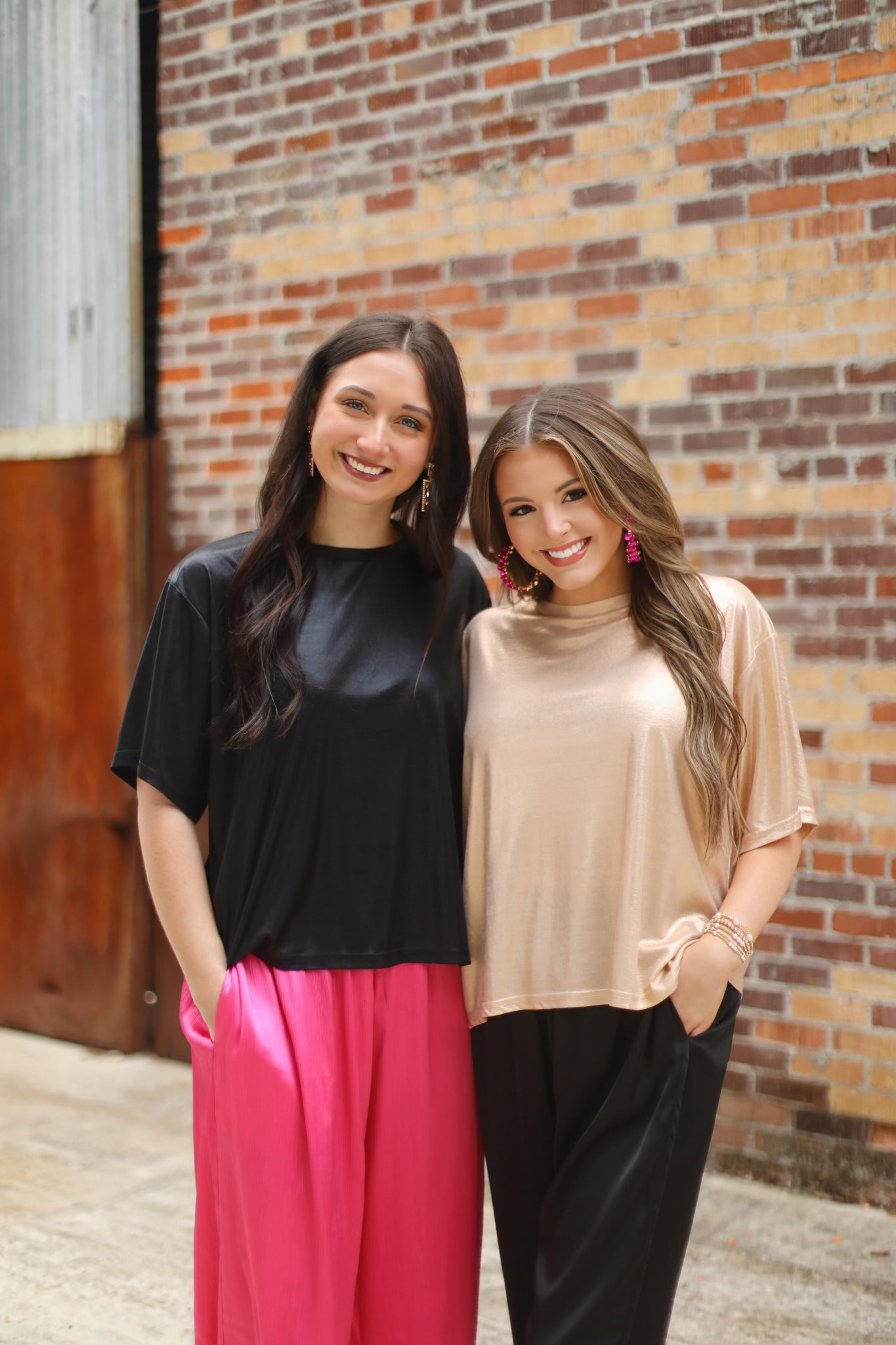 Haute Pink Wide Leg Flowy Satin Pants