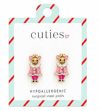 Pink Nutcracker Mouse Earrings
