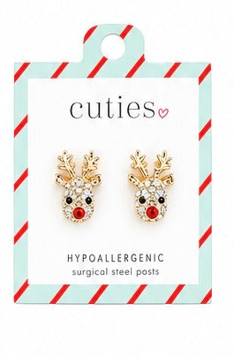 Crystal Studded Rudolph Earrings