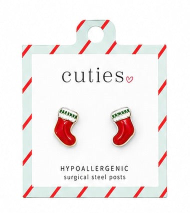 Red Enamel Stocking HOHOHO Earrings