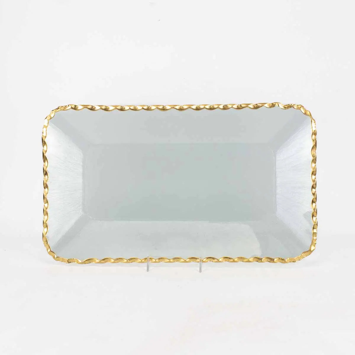 Cordova Rectangle Serving Tray - Clear + Gold