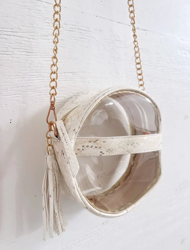 Madison Clear Crossbody + Metallic Cream