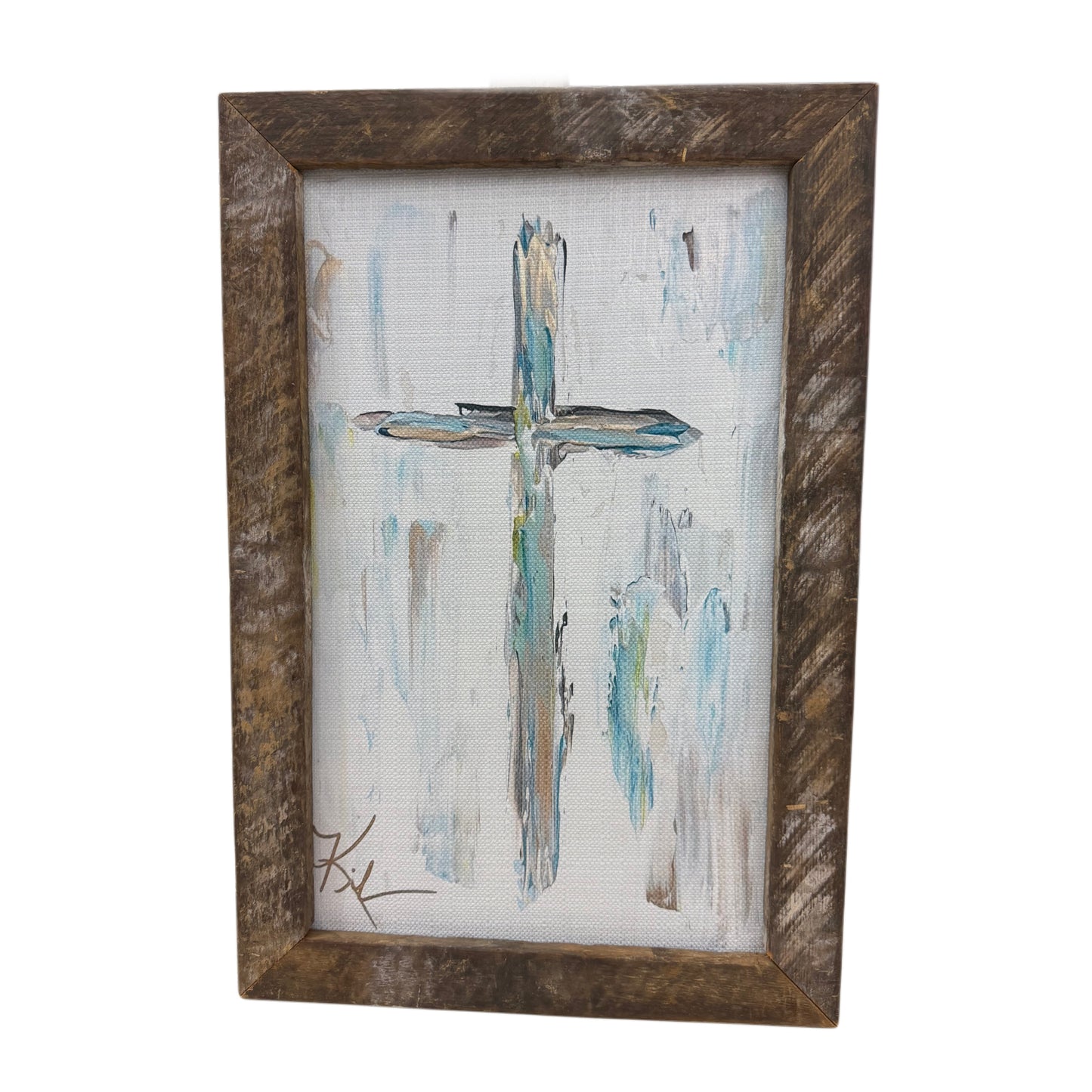 Blue & Gray Cross 12x18