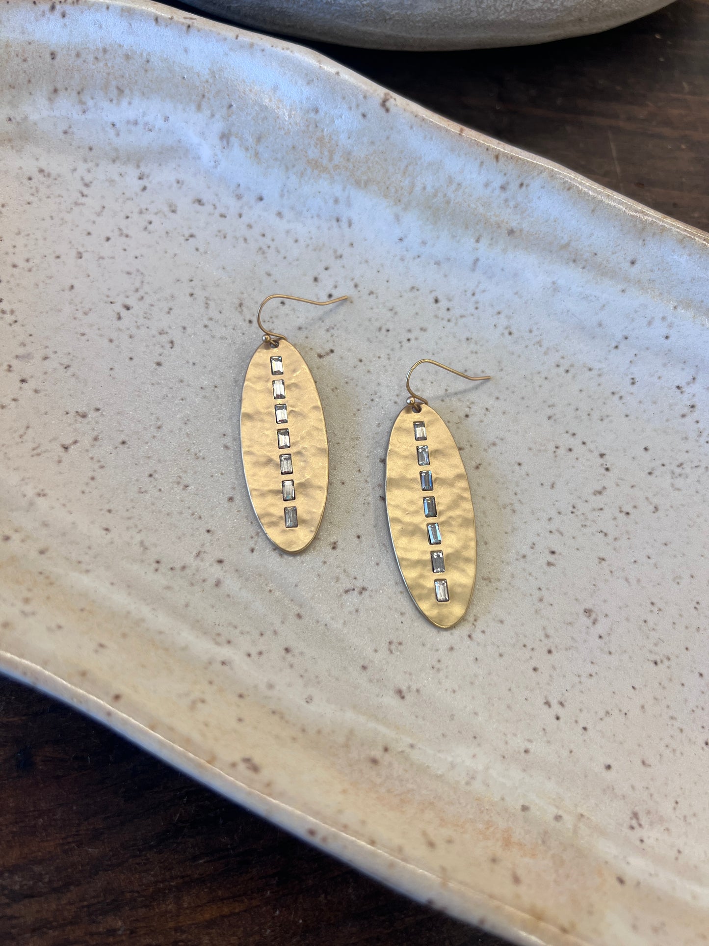 Oblong Diamond Accented Earrings