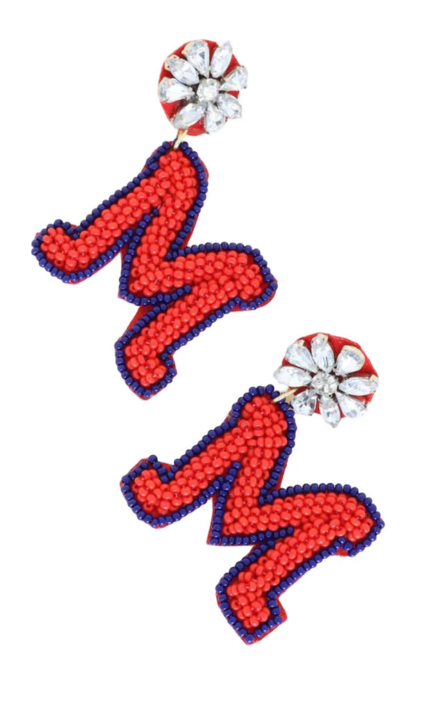 Ole Miss M Earrings