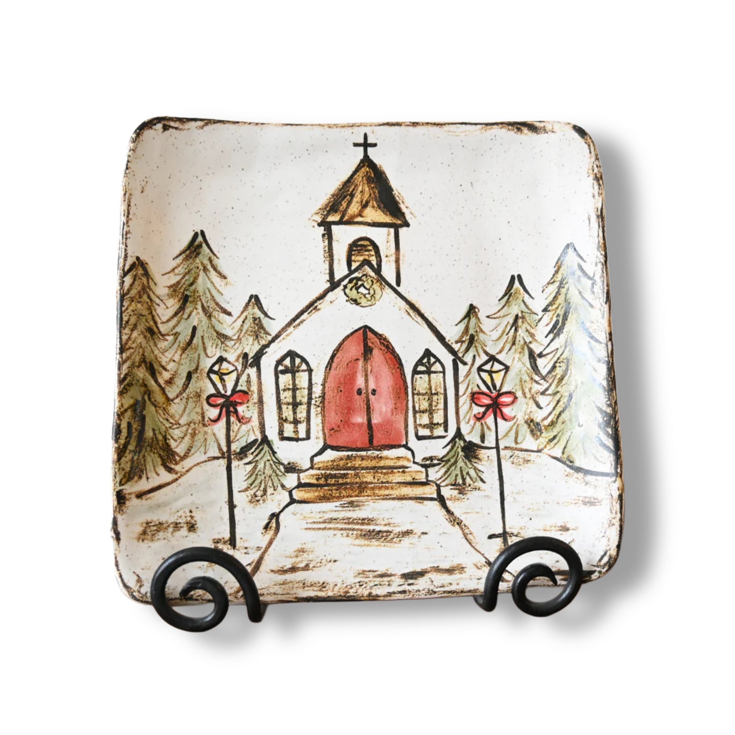 Church at Christmas Tray