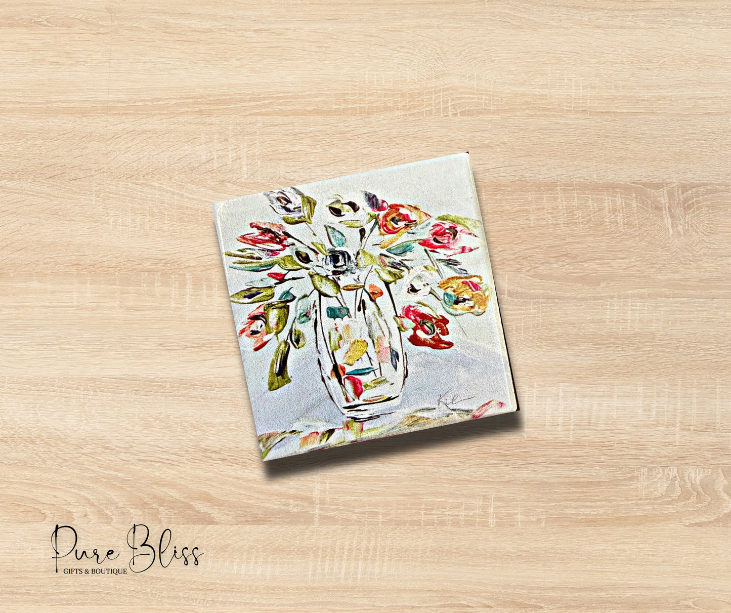 Vibrant Flower Vase Coaster