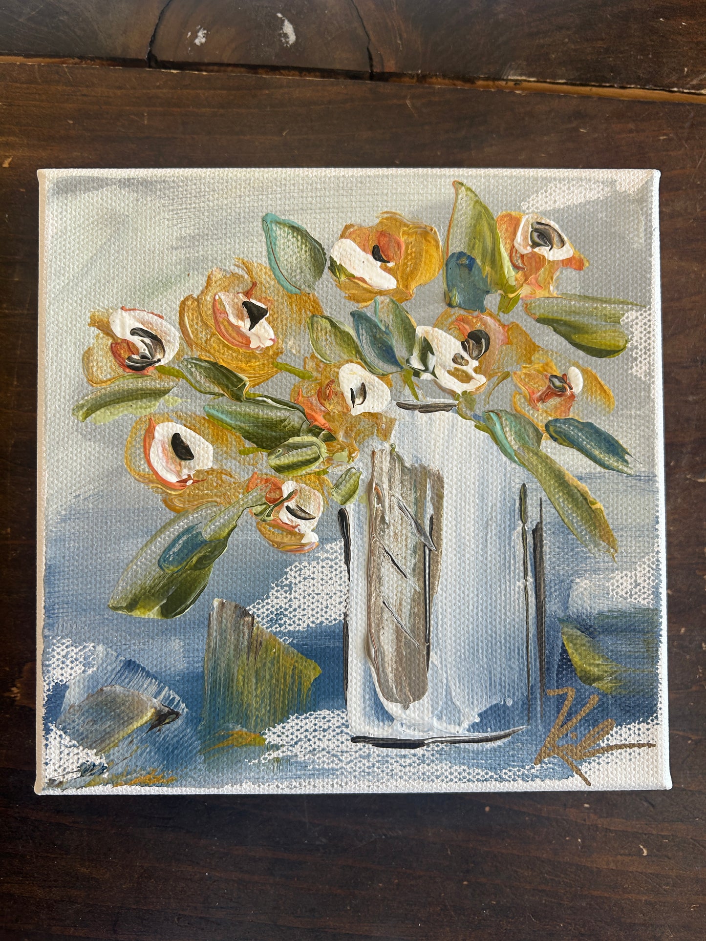 Blue Mix Floral Vase Canvas