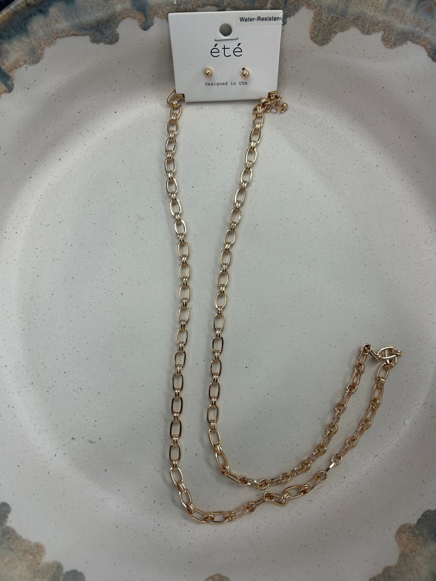 Extra Long Gold Chain & Earring Set