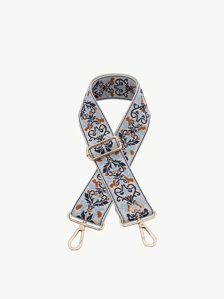 Boho Vine - Navy/Light Blue Guitar Strap