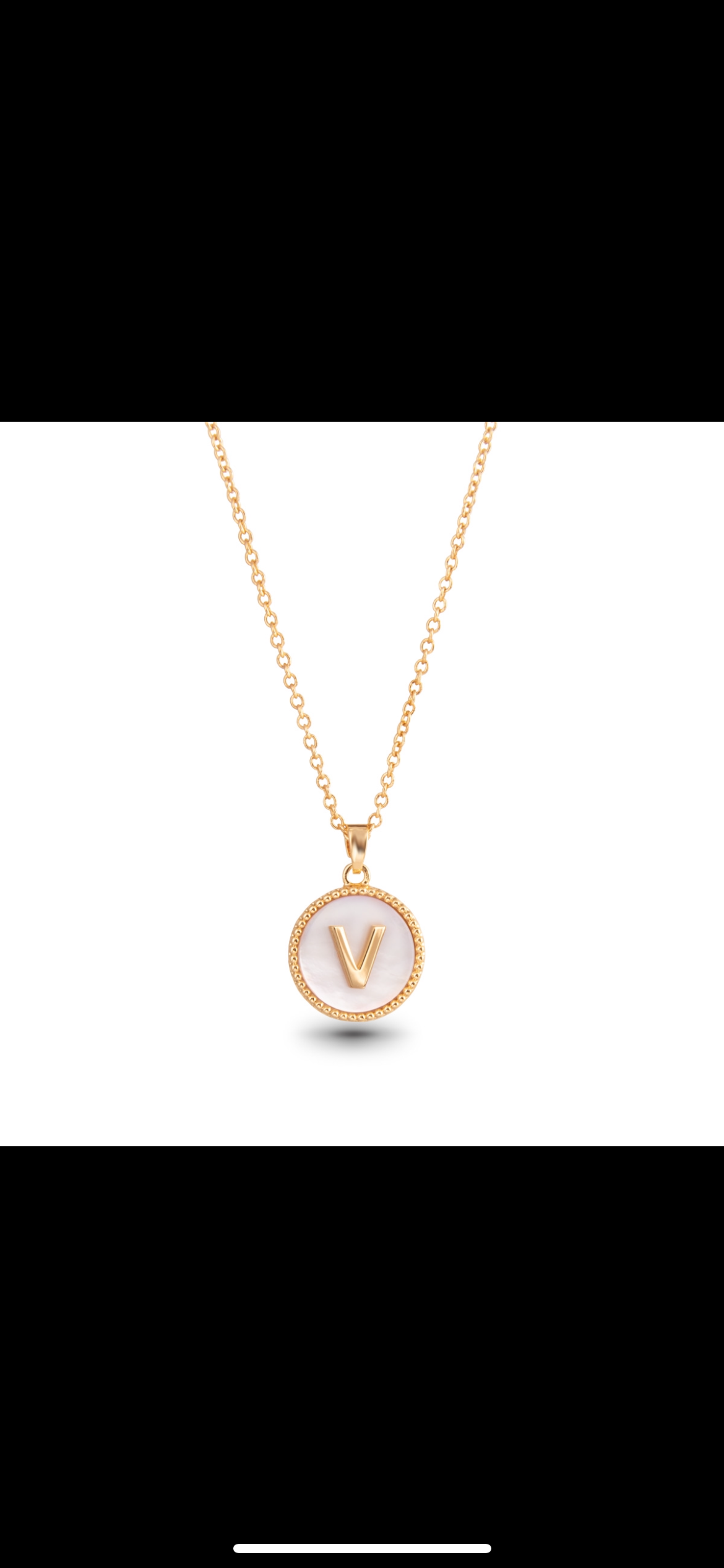 Gold Mother of Pearl Initial Necklace