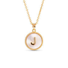 Gold Mother of Pearl Initial Necklace