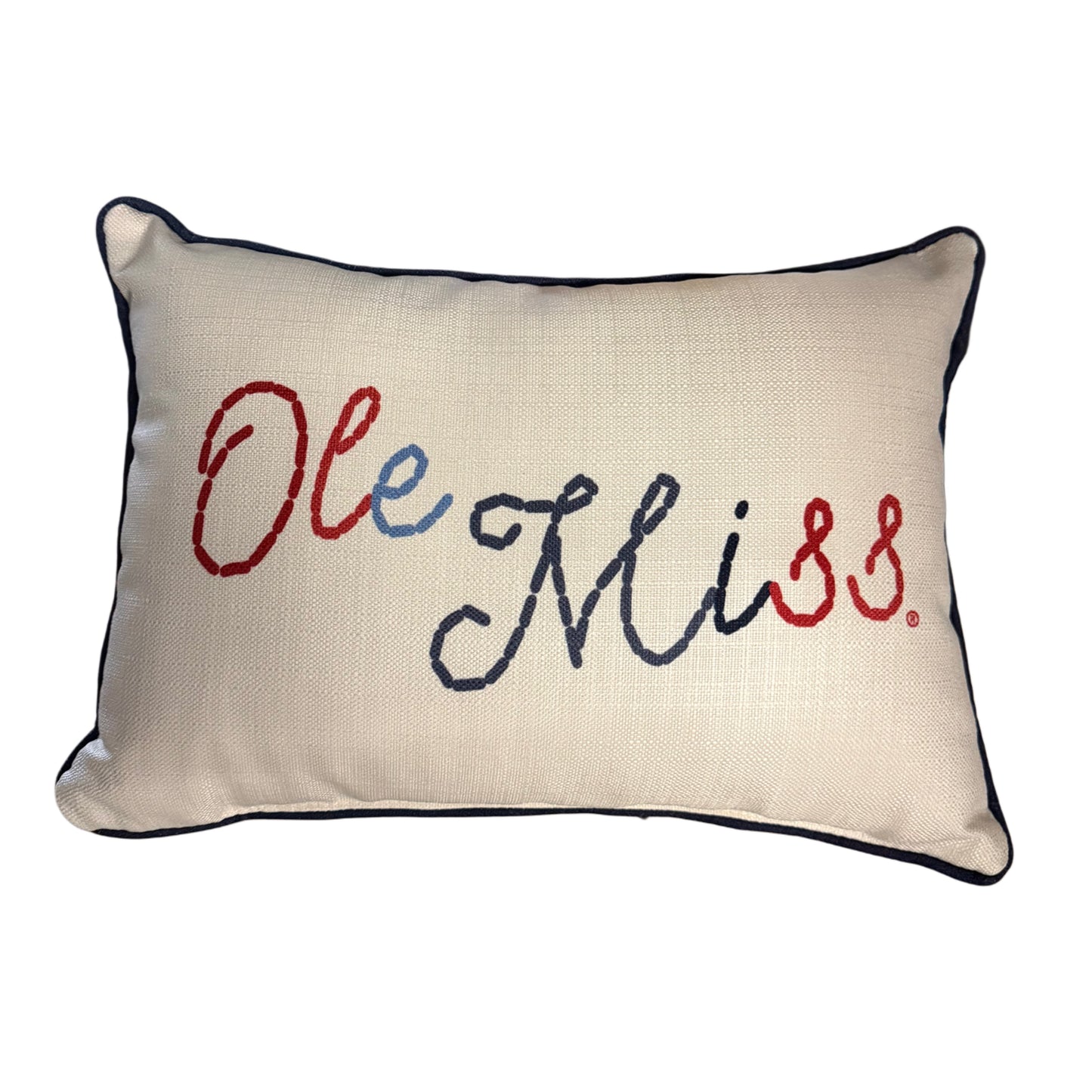 Stitched Script Ole Miss Pillow