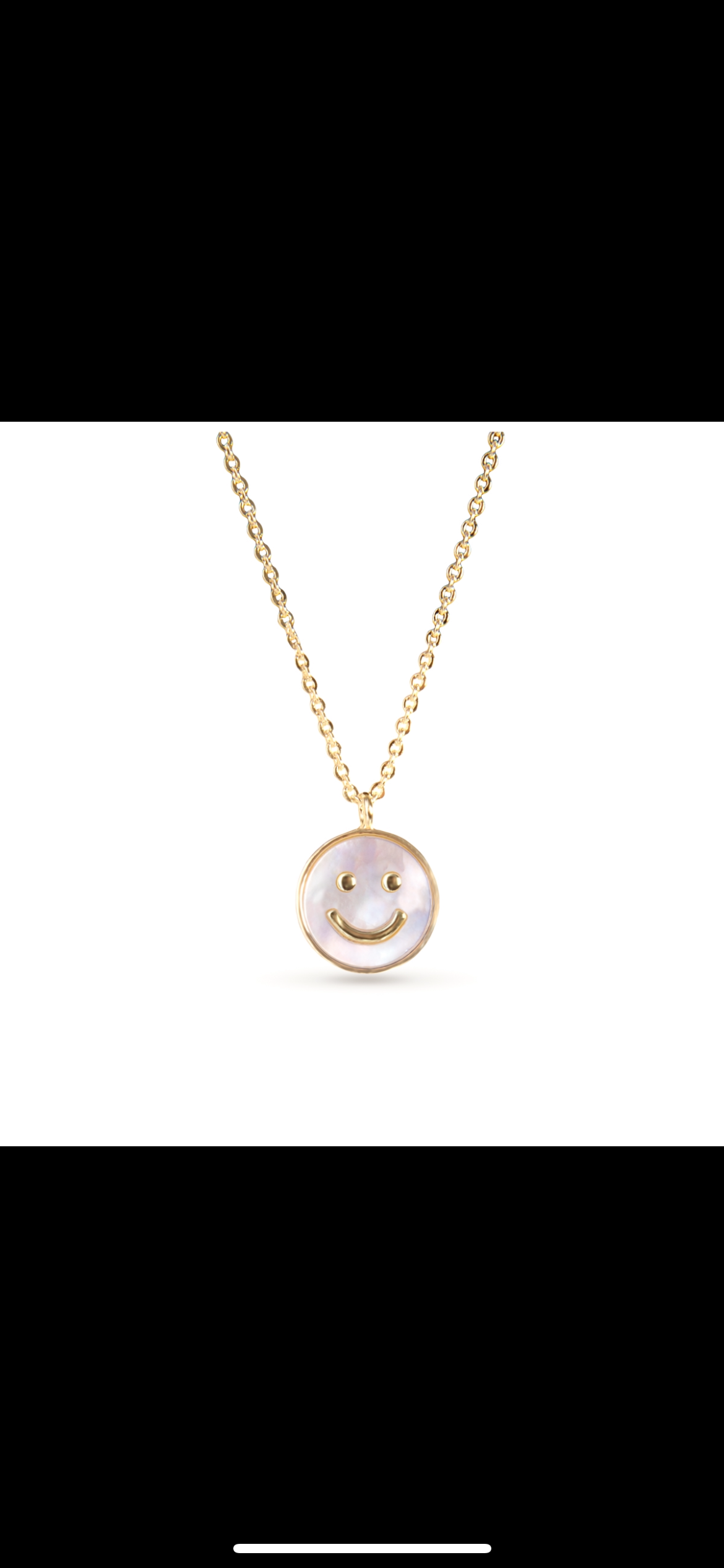 Gold Mother Pearl Smiley Face Necklace