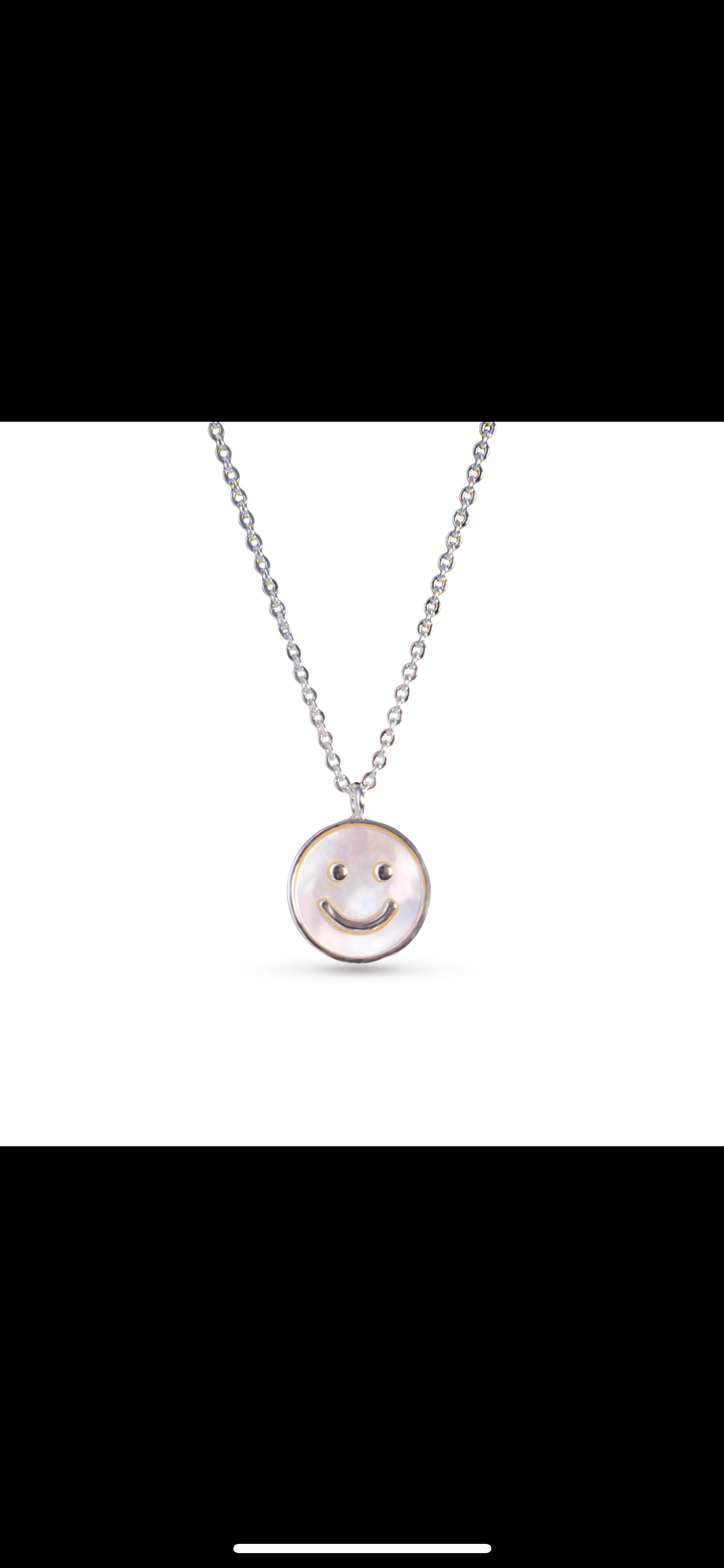 Silver Mother Pearl Smiley Face Necklace