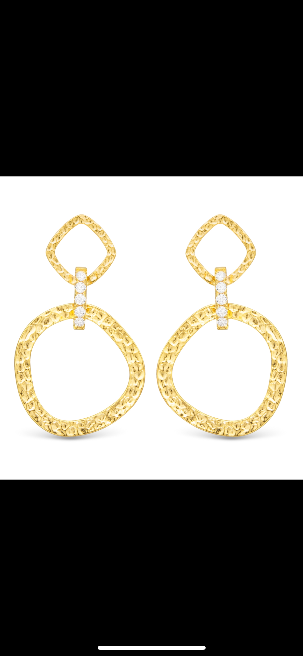 Gold/White CZ Sydney Polished Hammered Drop Link