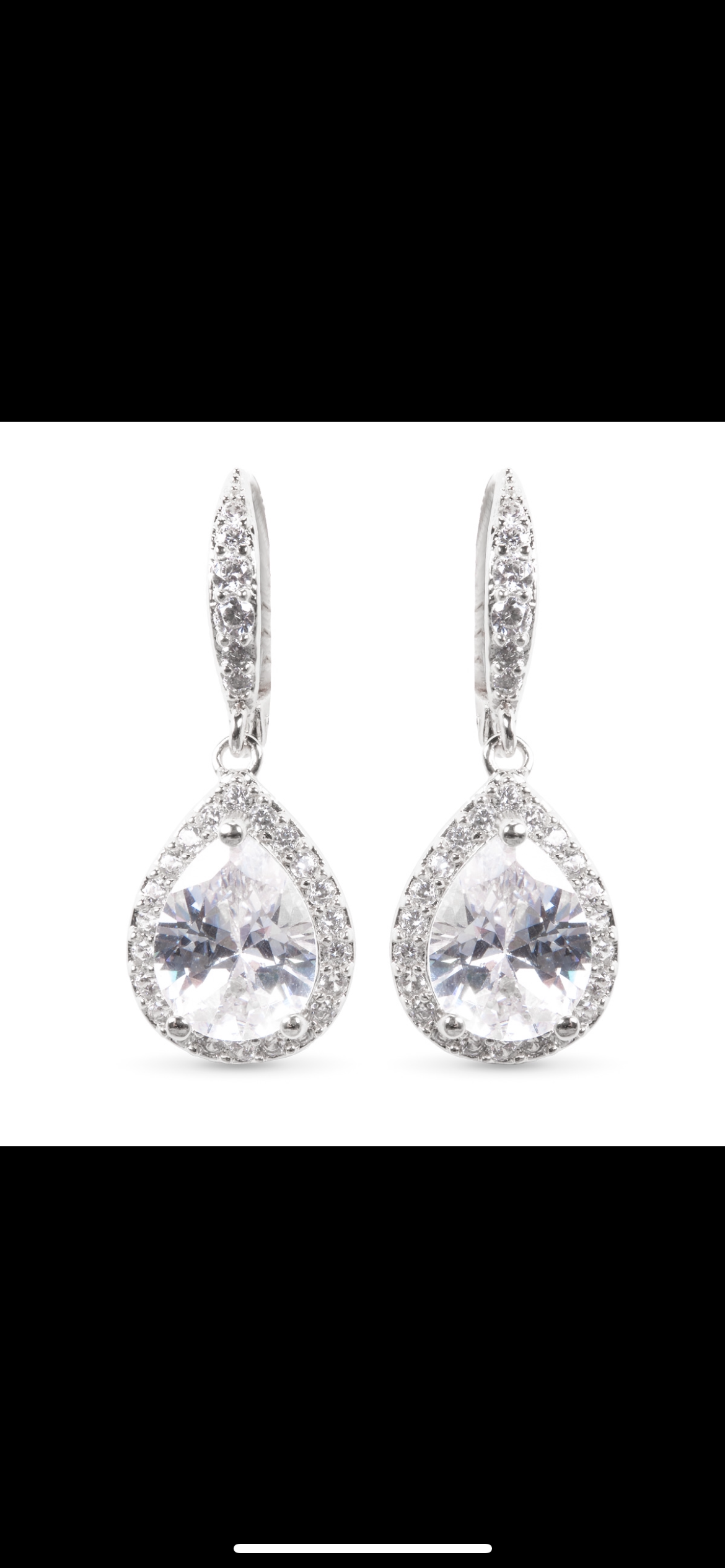 Silver Teardrop Earrings W/ Halo