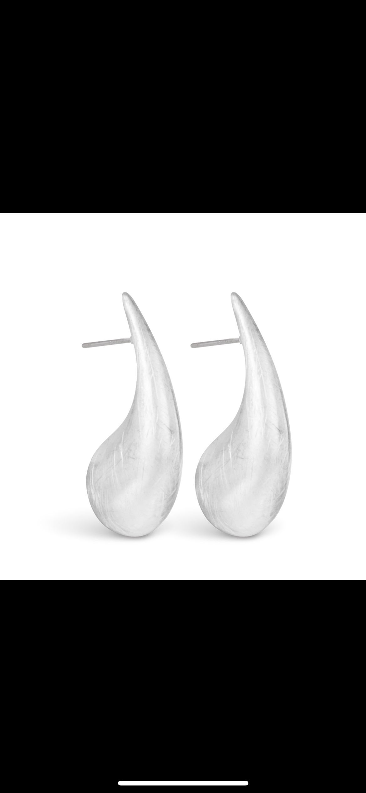 Silver Nora Matte Droplet Huggie