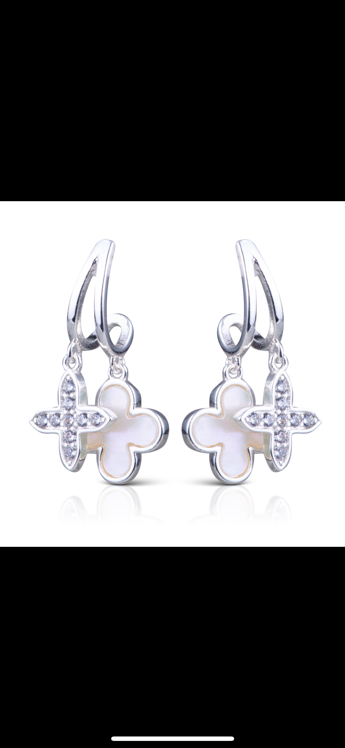Silver Quatrefoil Double CZ/MOP