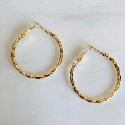 Twisted Gold Hoop Earrings