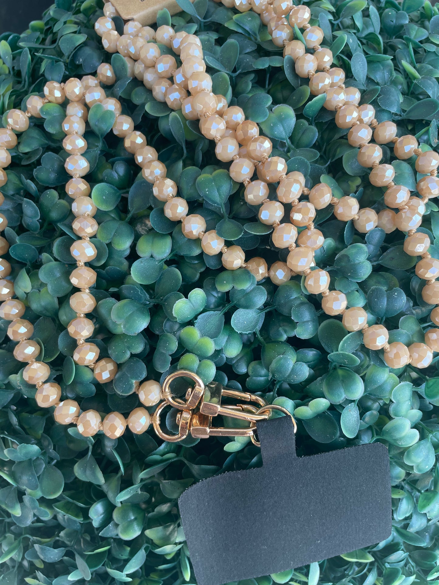 Champagne Beaded Crossbody Phone Chain