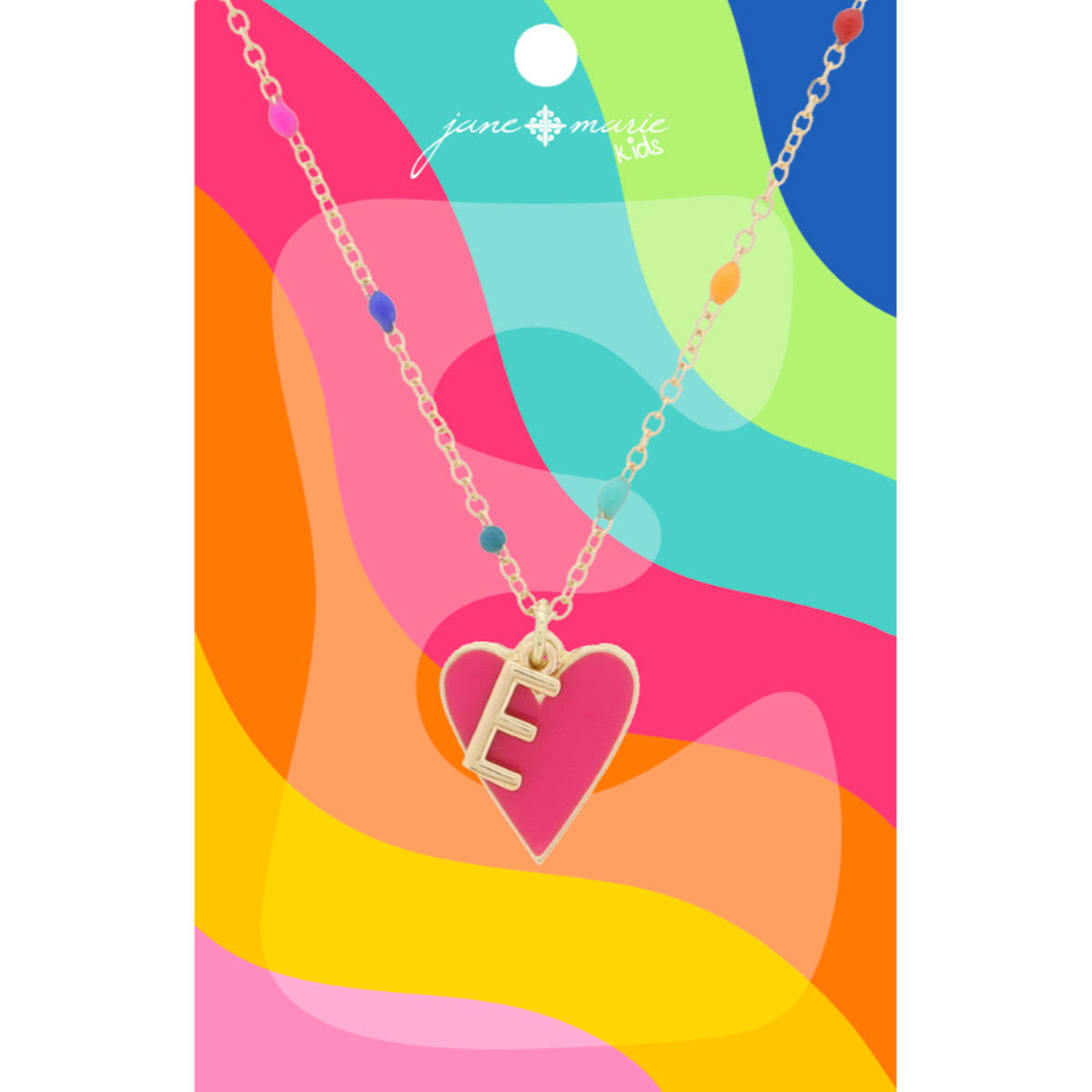 Kids Satellite Chain with Gold Initial & Pink Heart Charm Necklace