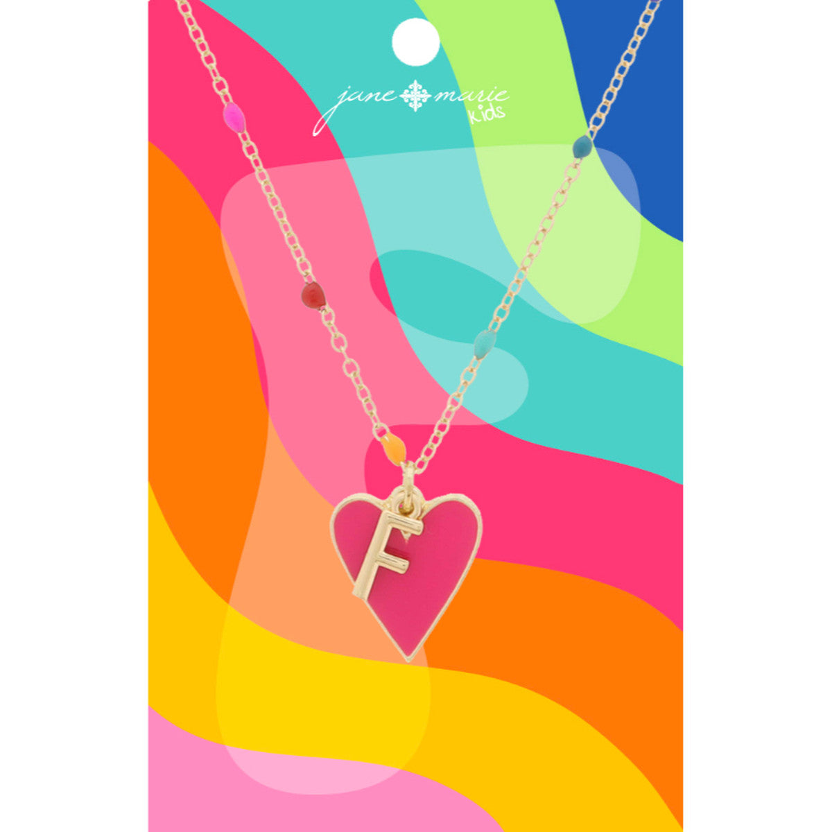 Kids Satellite Chain with Gold Initial & Pink Heart Charm Necklace