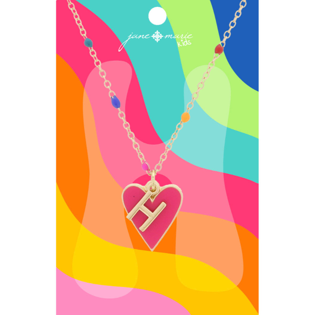 Kids Satellite Chain with Gold Initial & Pink Heart Charm Necklace