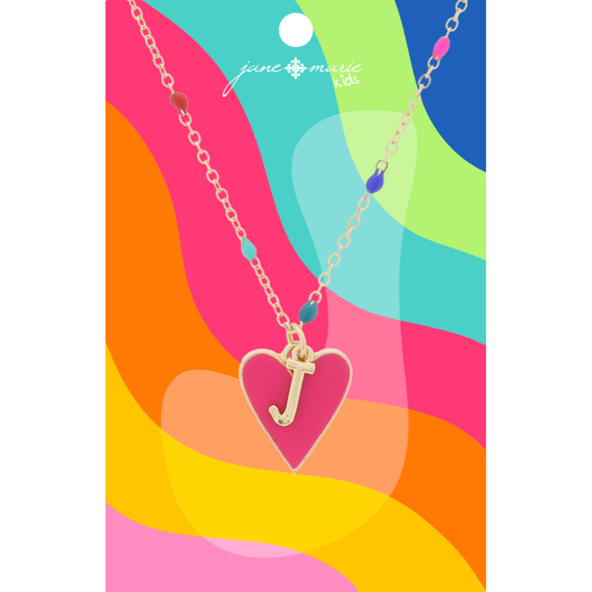 Kids Satellite Chain with Gold Initial & Pink Heart Charm Necklace