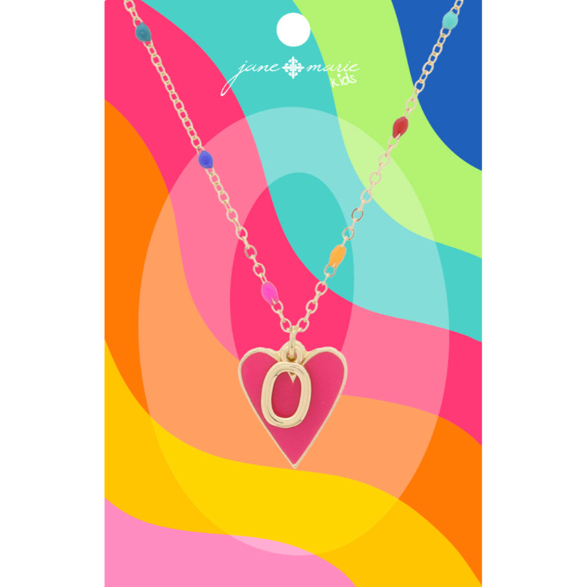 Kids Satellite Chain with Gold Initial & Pink Heart Charm Necklace