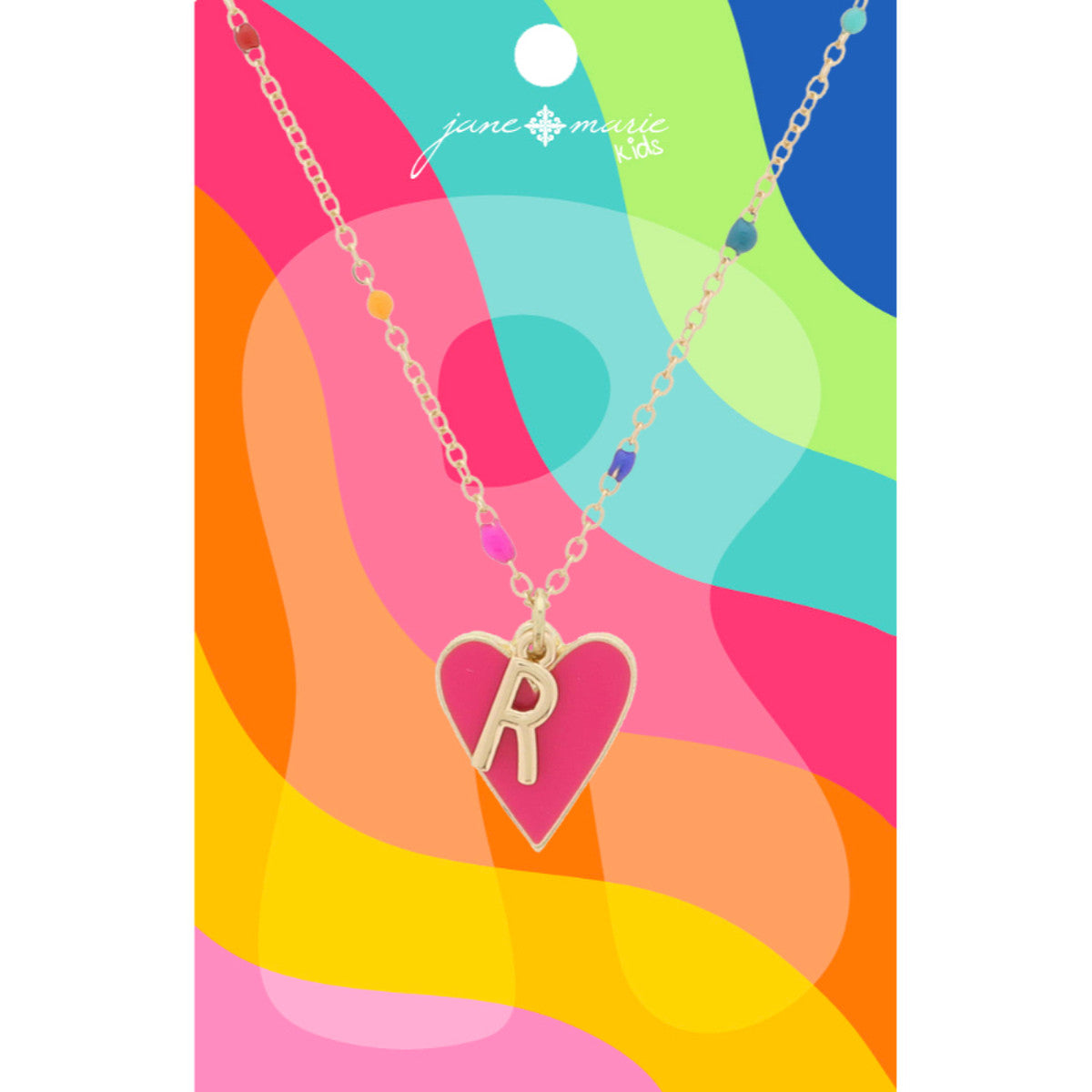 Kids Satellite Chain with Gold Initial & Pink Heart Charm Necklace