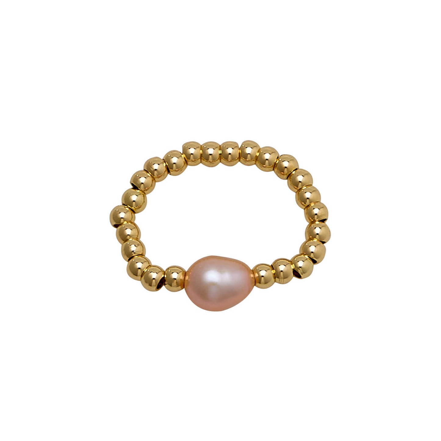 3MM Water Resistant Gold Ball Roll on Ring with Blush Pearl