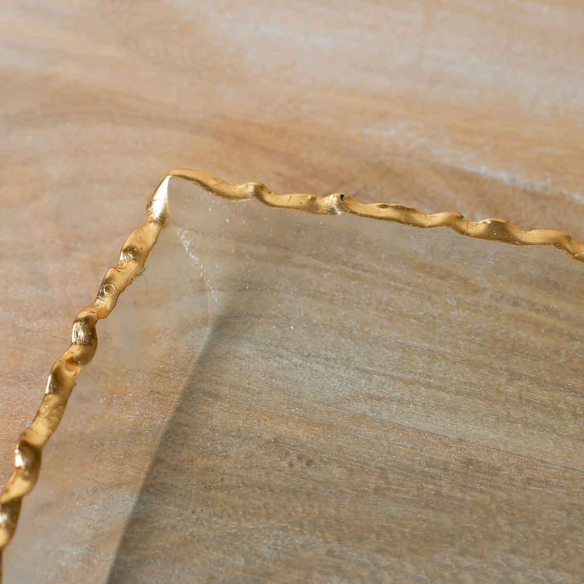 Seward Rectangle Serving Tray - Clear + Gold